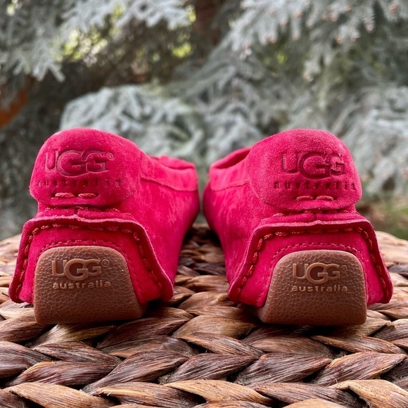 NEW Ugg Red Suede Leather Sheepskin Lined Hard sole Oydssa Driving Moccasins - Picture 9 of 9